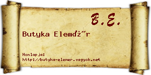 Butyka Elemér névjegykártya