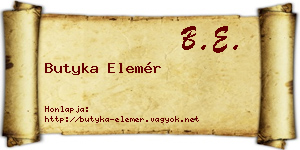 Butyka Elemér névjegykártya